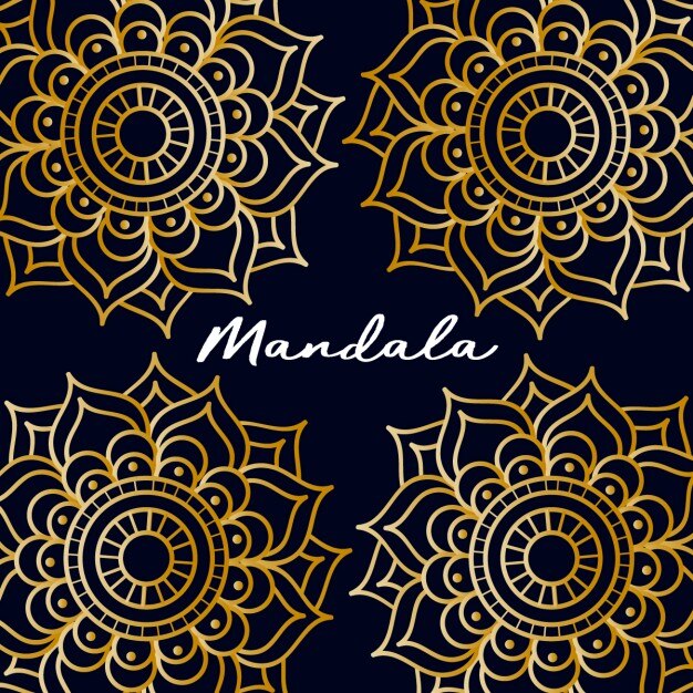 Background with four golden mandalas