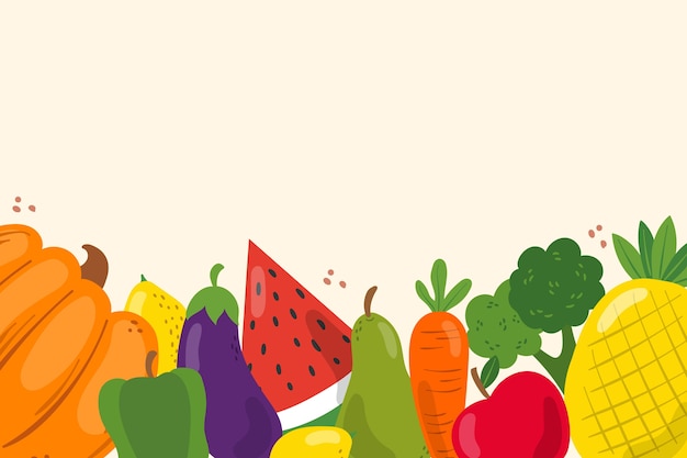 Free vector background with fruit and vegetables theme