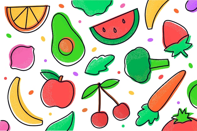Фон с фруктами и овощами