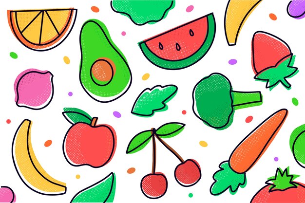 Background with fruits and vegetables