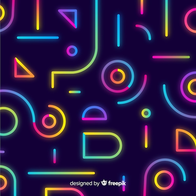 Background with geometric shapes and neon style