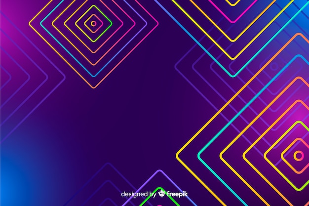 Free vector background with geometric shapes and neon style