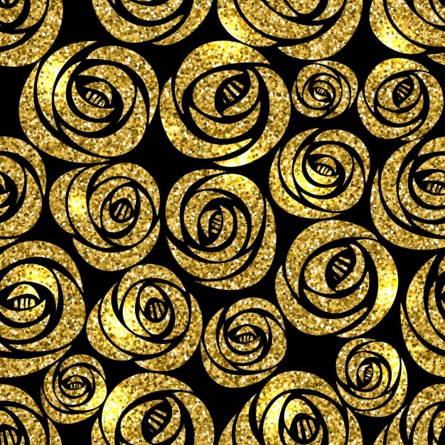 Background with gold flowers on a black background