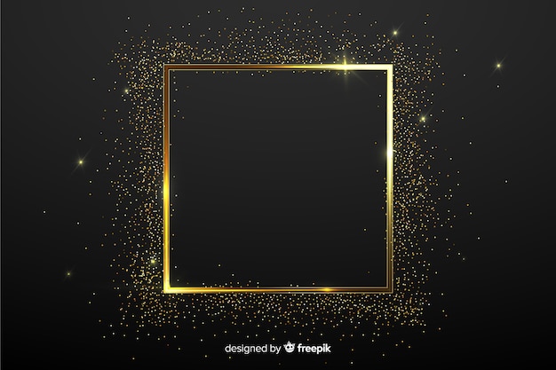 Free vector background with golden sparkling frame