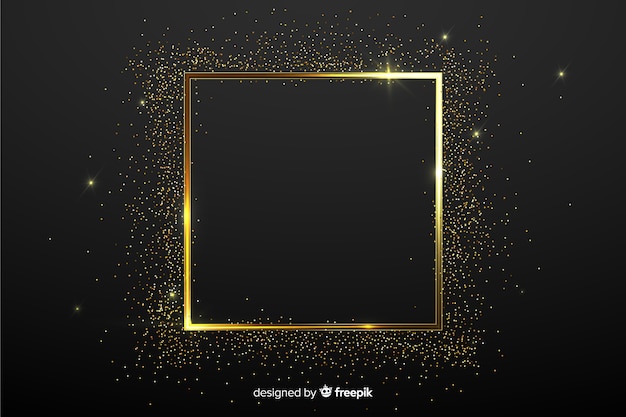 Background with golden sparkling frame