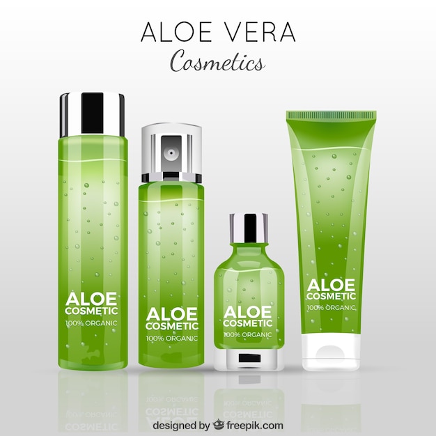 緑色のアロエベラ製品の背景