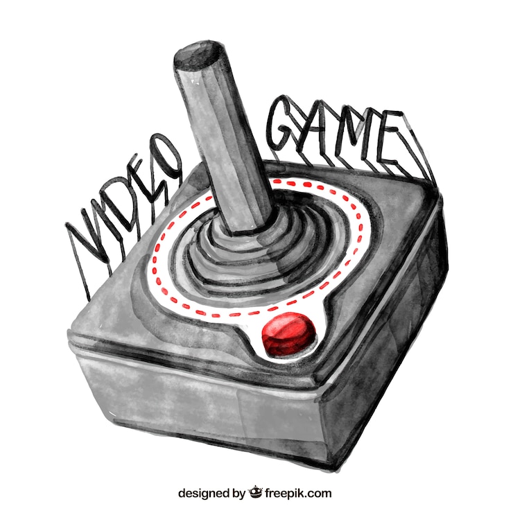 Free Vector background with an hand-drawn joystick