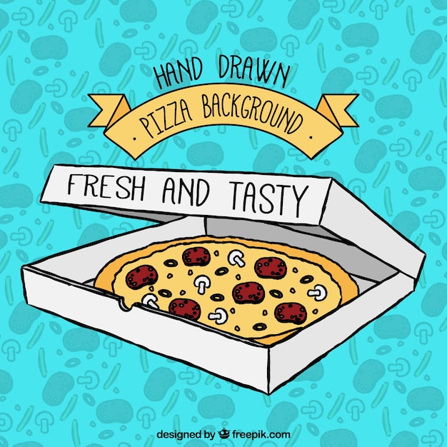 Background with hand drawn pizza box