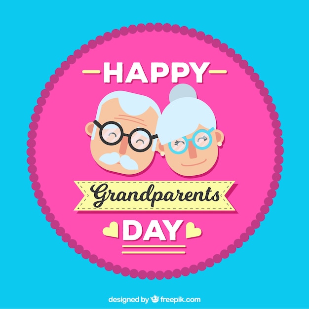 Free vector background with happy grandparents day badge