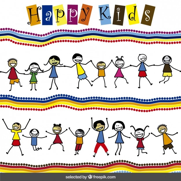 Background with happy kids cartoon