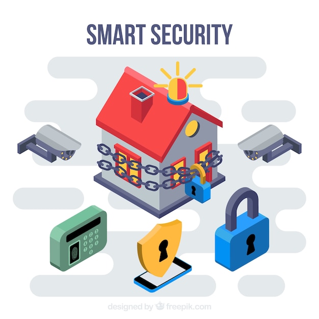 Background with home security elements