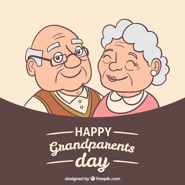Фон с иллюстрациями счастливых бабушек и дедушек