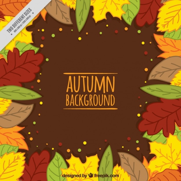 Free vector background with leaves in different colors