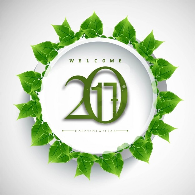 Free vector background with leaves frame for new year