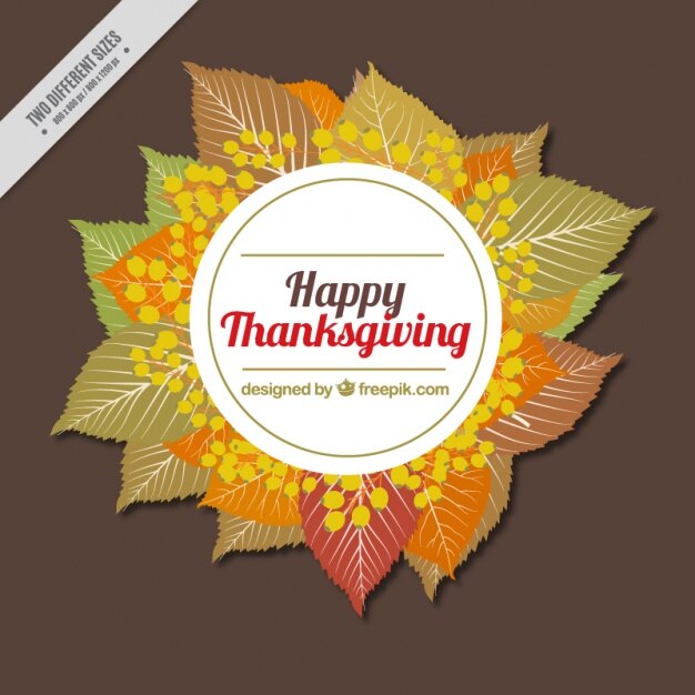 Free vector background with a leaves frame for thanksgiving day