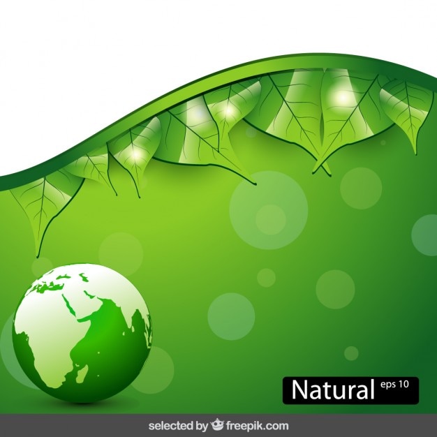 Free vector background with leaves and globe