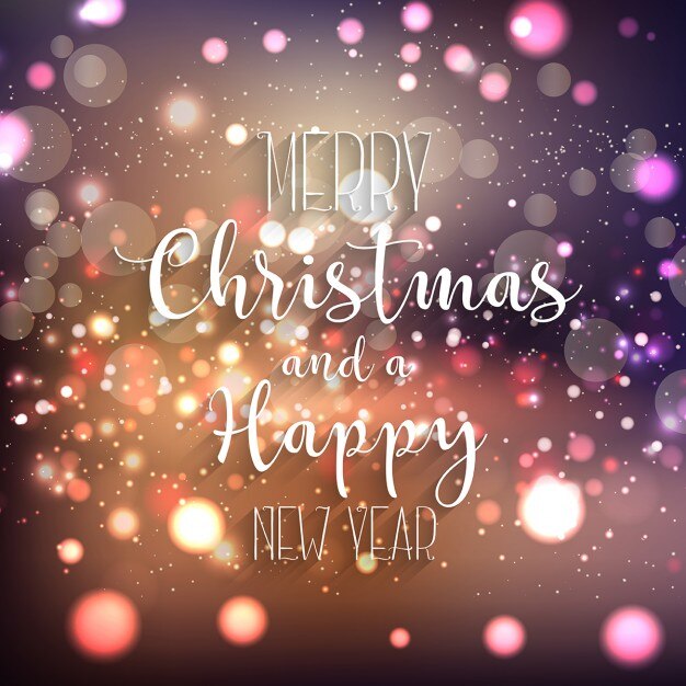 background with lights and lettering for christmas