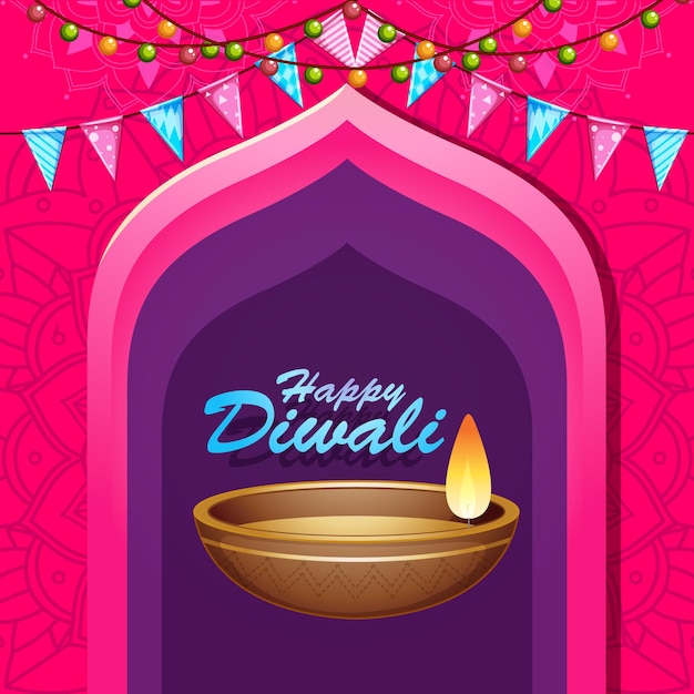 Vettore gratuito sfondo con mandala pantern per felice diwali festival