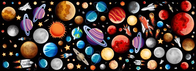 宇宙の多くの惑星の背景
