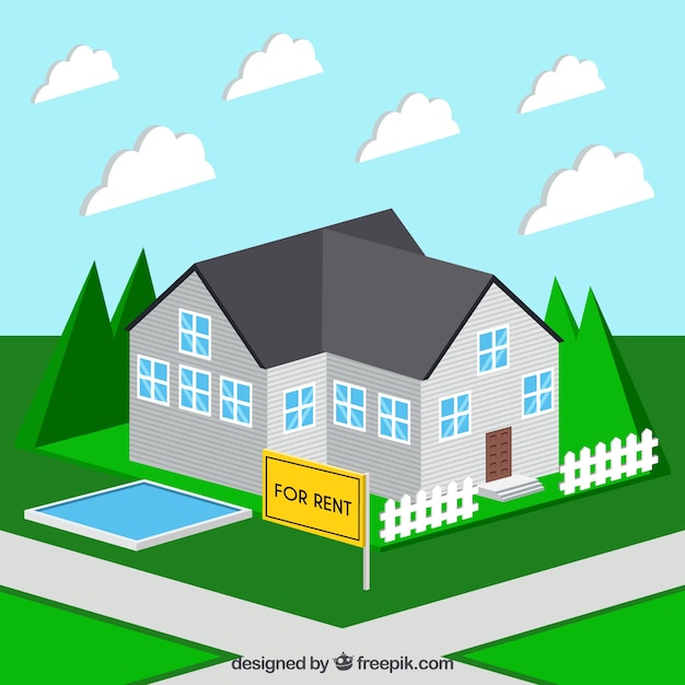 Free vector background with a nice house for rent