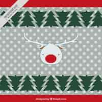 Free vector background with a nice reindeer and green trees