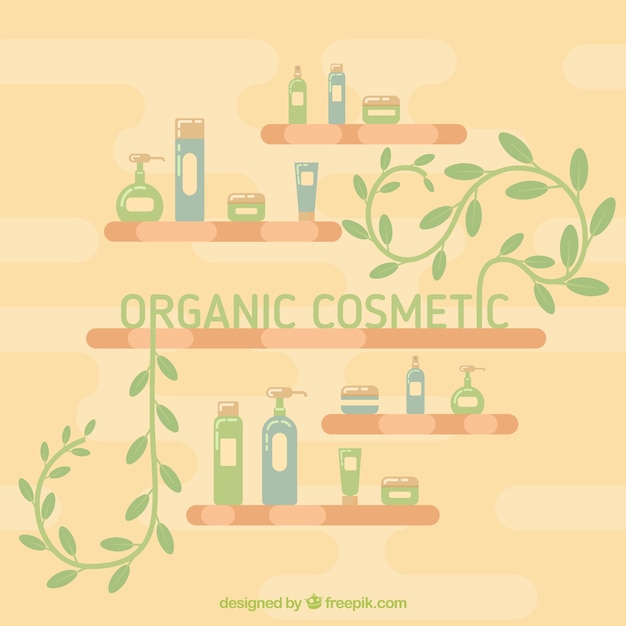 Free vector background with organic products on shelves