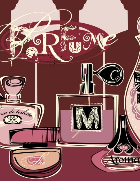 Free vector background with perfume bottles