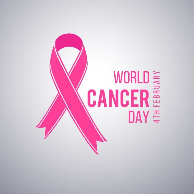 Background with a pink ribbon, world cancer day