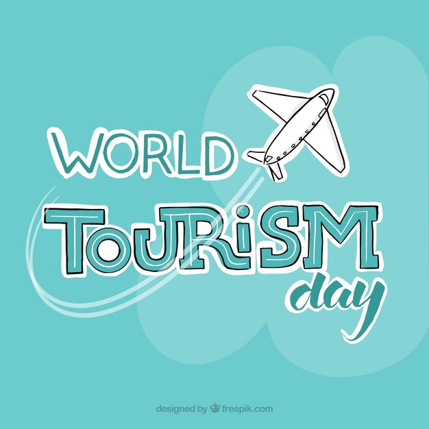 Free vector background with plane for the world tourism day