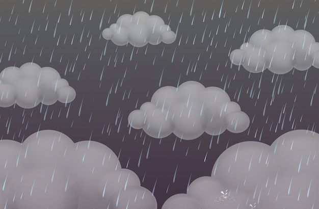 Free vector background with rain in dark sky