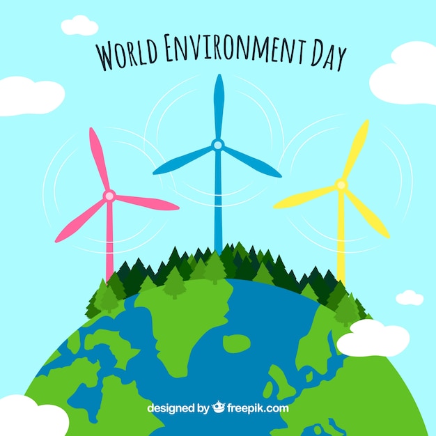 Бесплатное векторное изображение Справочная информация о возобновляемых источниках энергии для всемирного дня окружающей среды