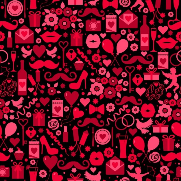 Free vector background with romantic elements for valentines