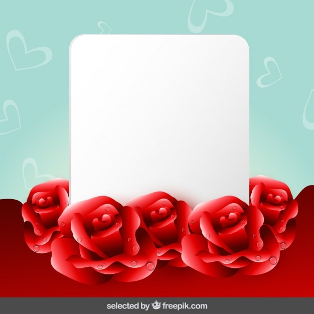 Background with roses and blank card