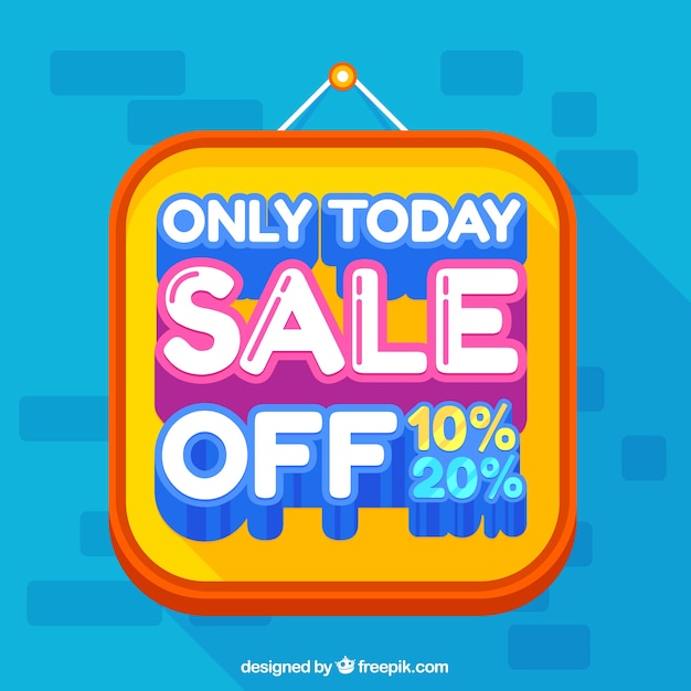 Free vector background with sale poster in flat design