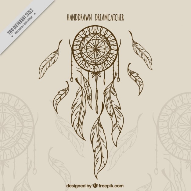 Бесплатное векторное изображение Фон с эскиза dreamcatcher