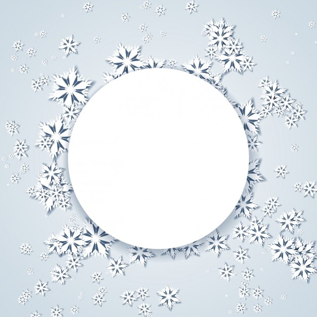 Free vector background with snowflakes and circular frame