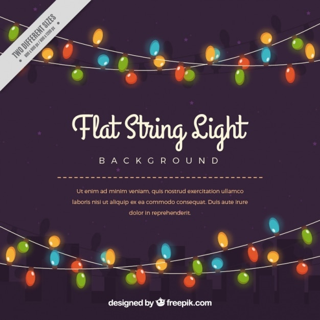 Free vector background with string lights in flat style