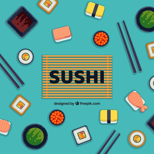 Free vector background with sushi food