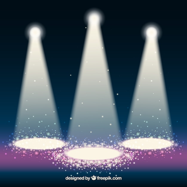 Free vector background with three illuminated spotlights