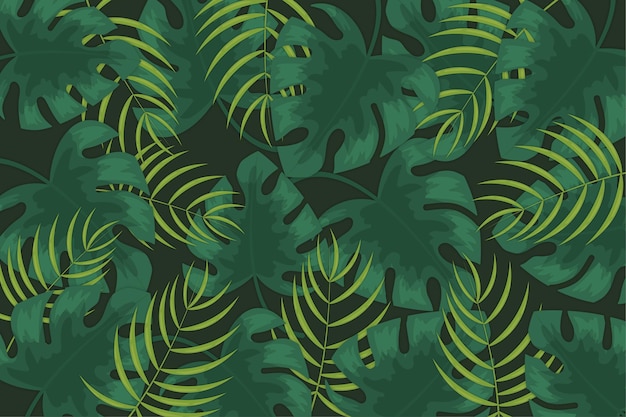 Free vector background with tropical leaves theme