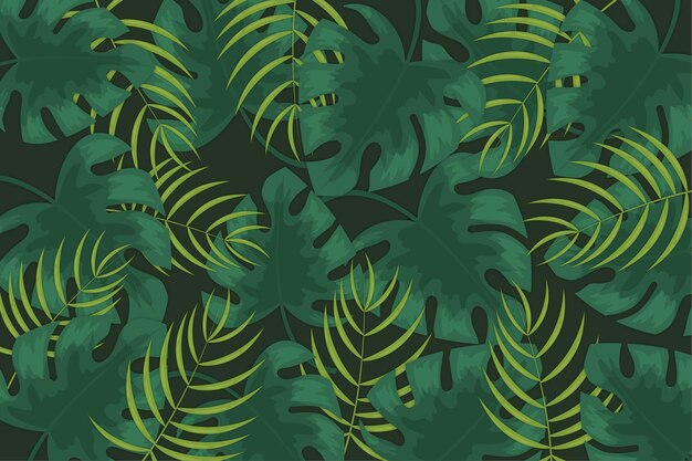 Background with tropical leaves theme