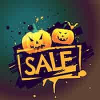 Free vector background with two pumpkins for halloween discounts