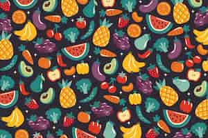 Free vector background with vegetable and fruit