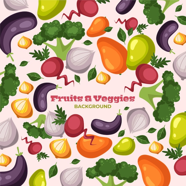 Free vector background with vegetables and fruits