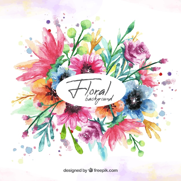 Free vector background with watercolor floral