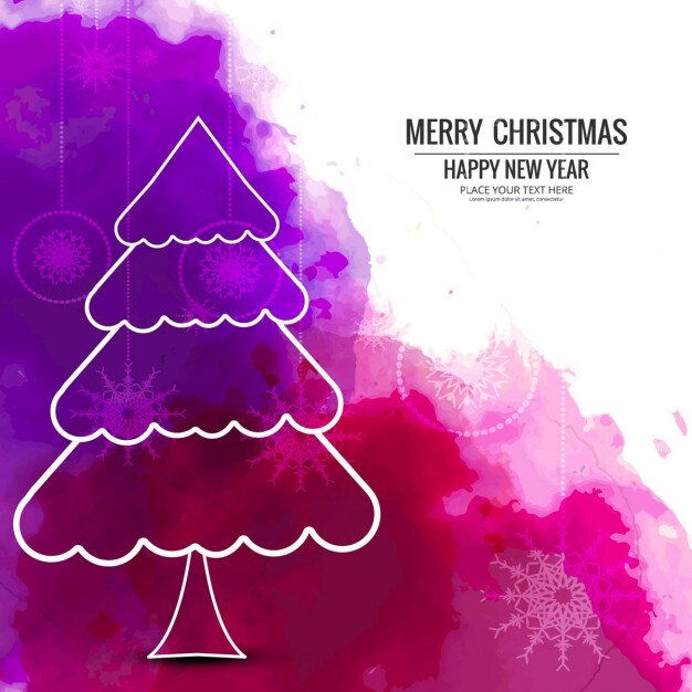 Free Vector background with watercolors, christmas