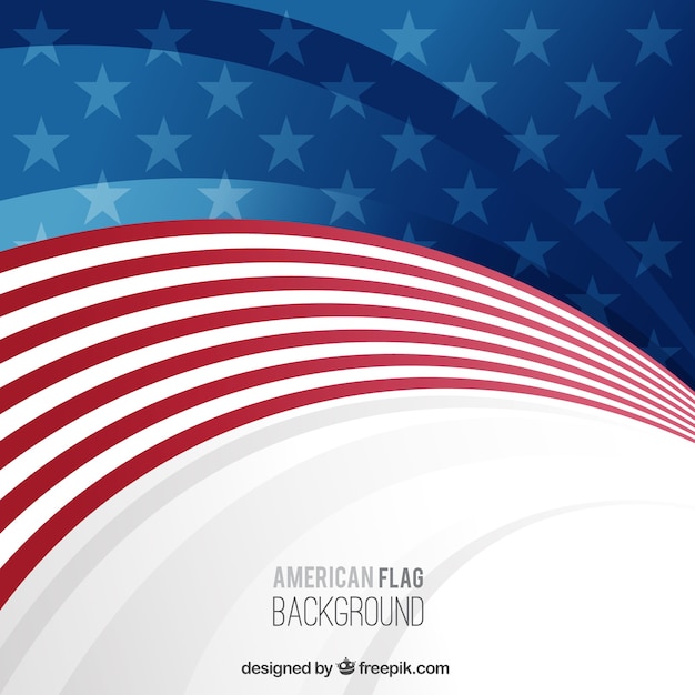Free vector background with wavy american flag
