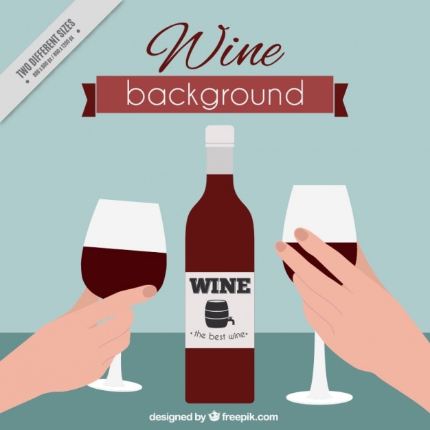 Free vector background with wine bottle and glasses