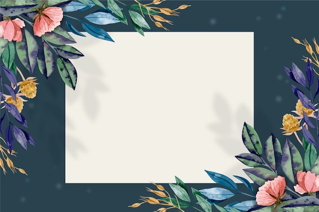 Free vector background with winter flowers and bagde