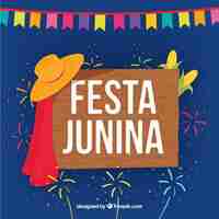 Vettore gratuito sfondo con poster in legno di festa junina